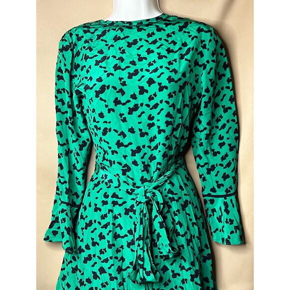 Tanya Taylor Green Leopard Nomi Wrap Dress 2 - Picture 5 of 9